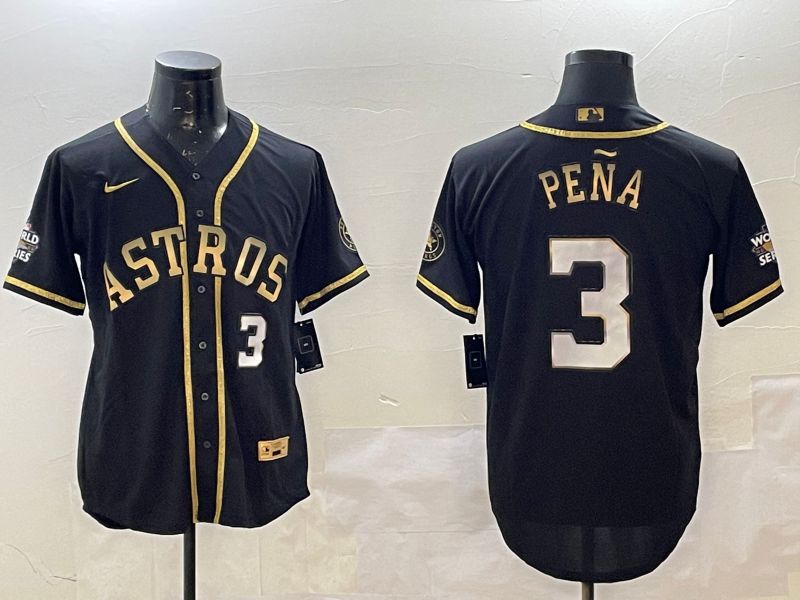 Men Houston Astros #3 Pena Black Gold Game 2025 Nike MLB Jersey style 3->san diego padres->MLB Jersey